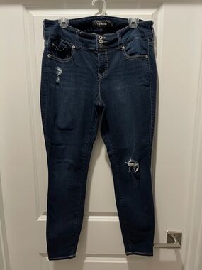 Torrid Premium Dark Distressed Skinny Jeans